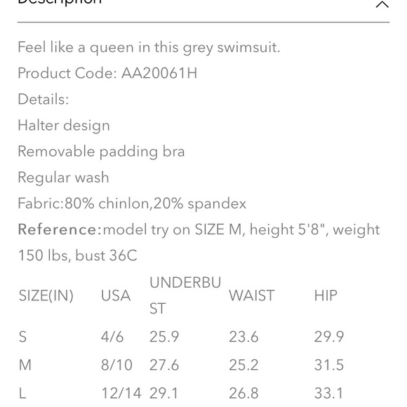 **NWT Size M Grey One-Piece Swimsuit - Picture 3 of 3